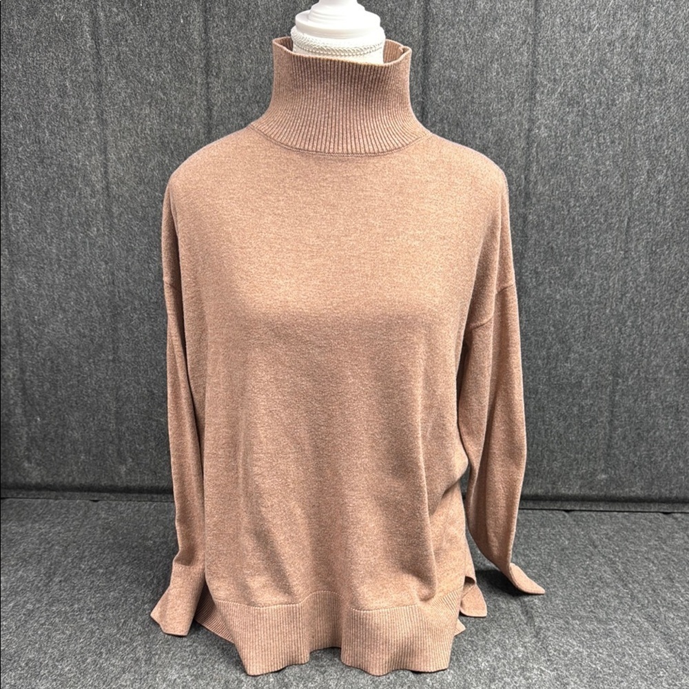 LOFT Sophisticated Tan Cowl Neck Sweater